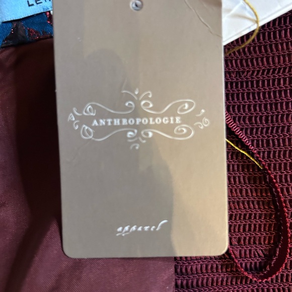 Leifnotes by Anthropologie Navy and Burgundy Floral Jacquard Mini Dress NWT - Picture 5 of 7